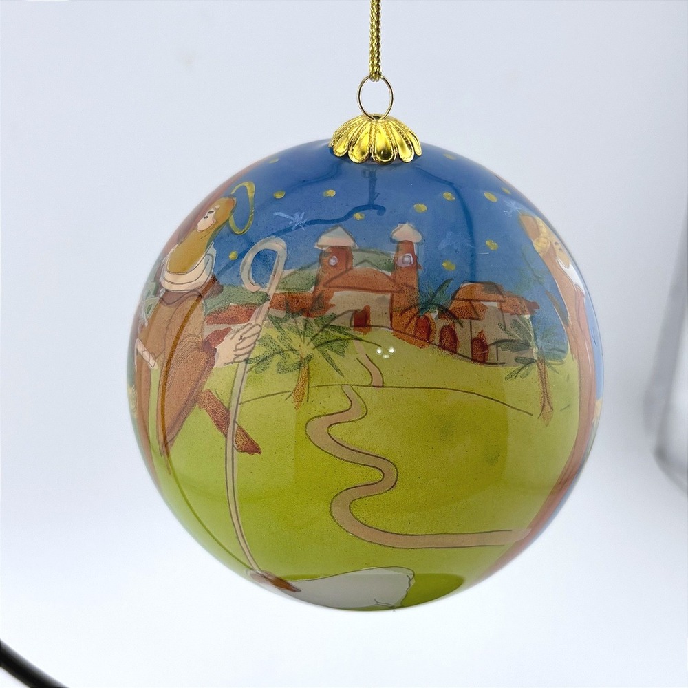 Pier 1 Li Bien 2004 Nativity Scene Inside Painted Glass Christmas Ornament Ball